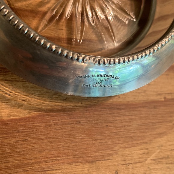 4 Sterling silver and glass Frank M. Whiting 04 Pat Pending coasters - Picture 2 of 13